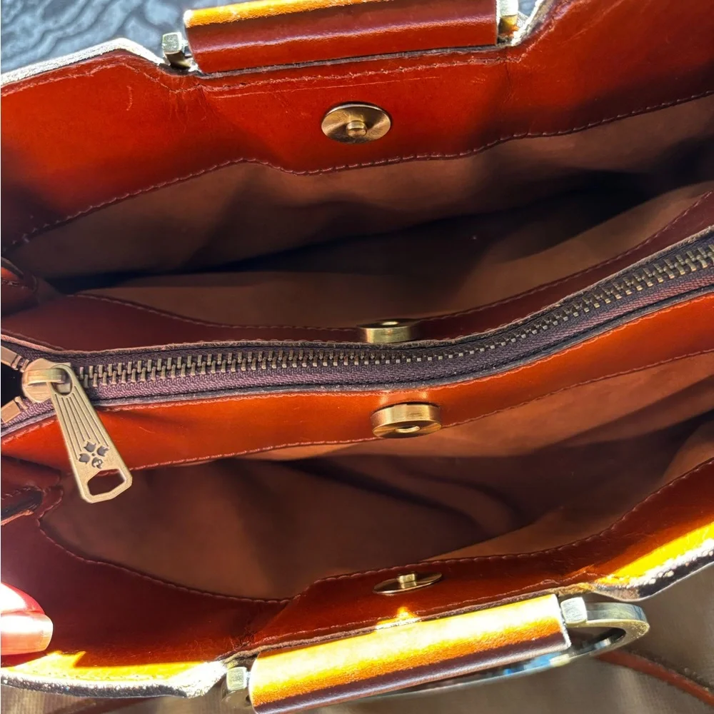 Patricia Nash Brown Empoli Satchel Leather Shoulder Crossbody Handbag—Like New 🌟 - Picture 2 of 5